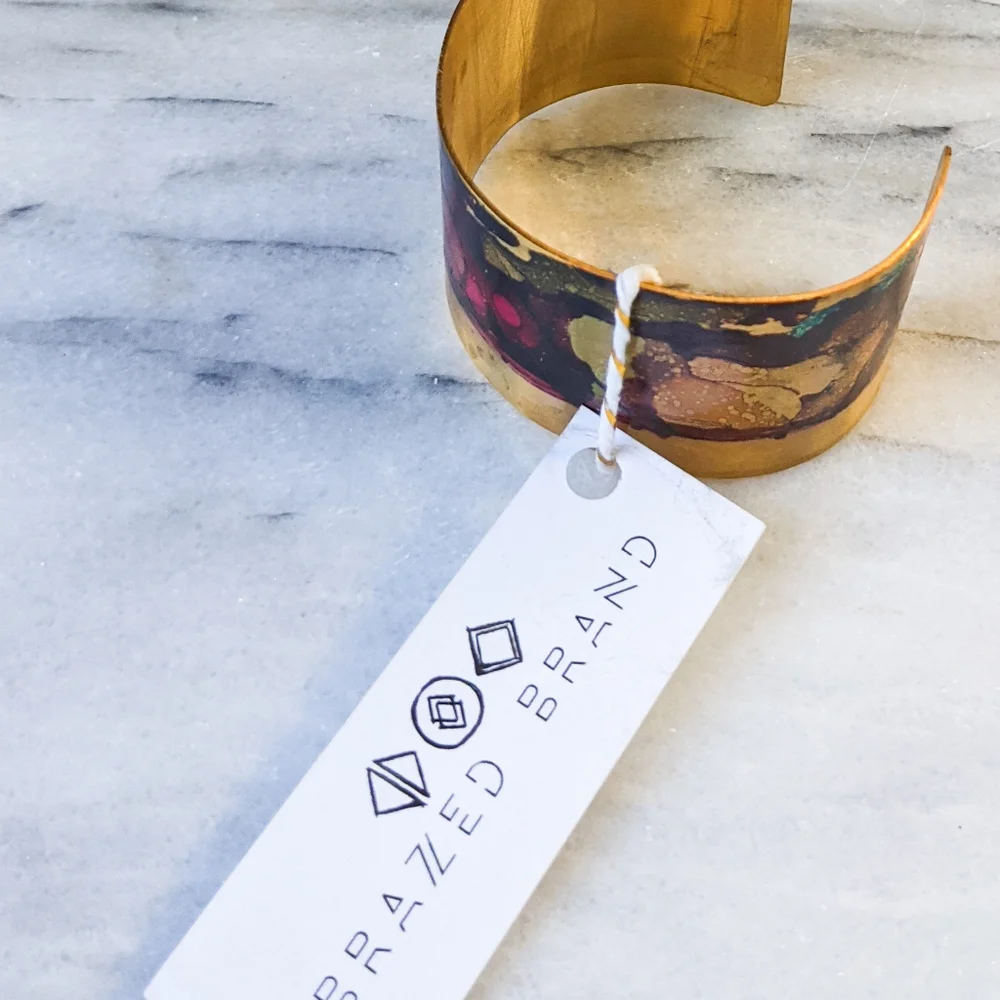 🦋LAST 1🦋 NWT Brazed Brand Ink Splatter Brass Cuff